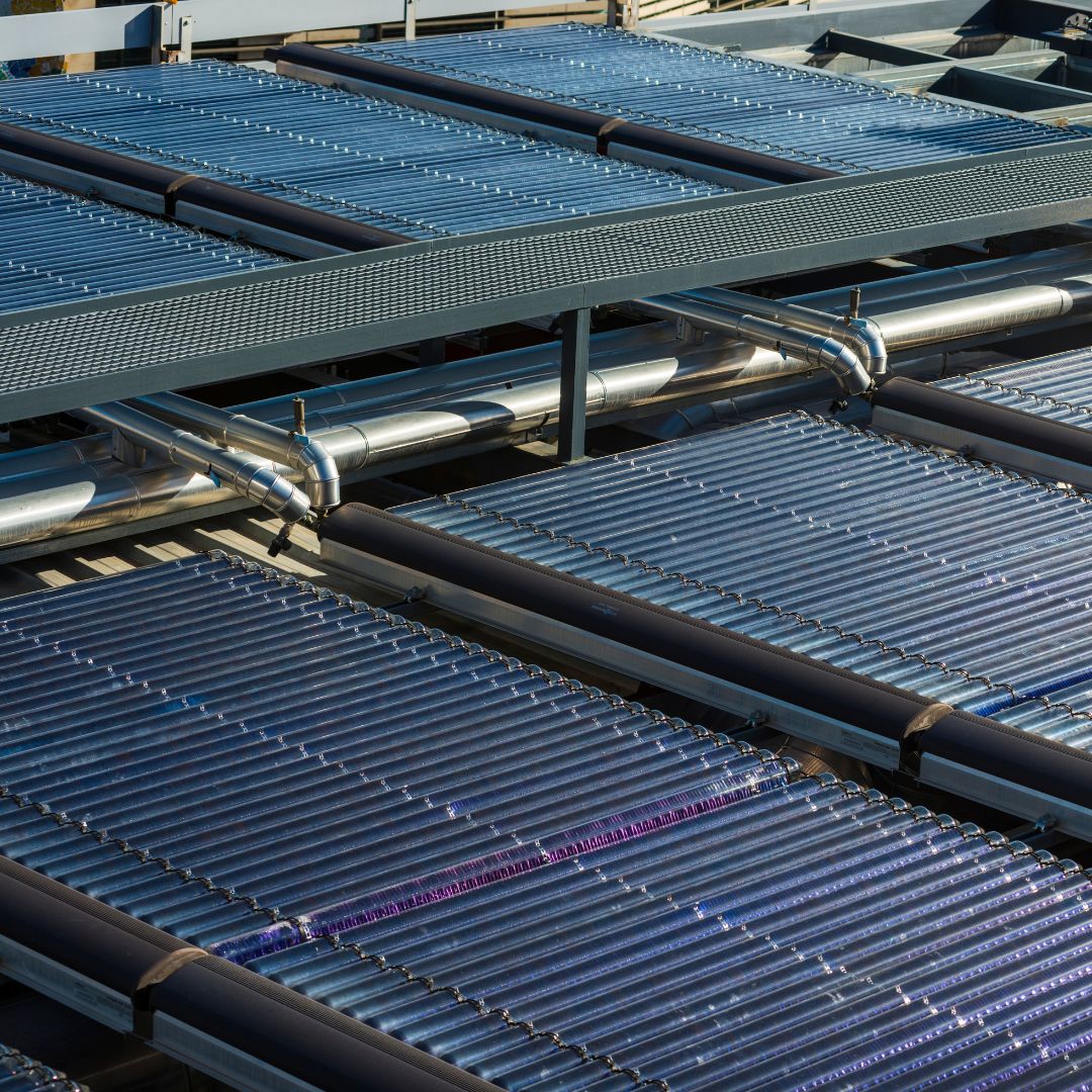solar heater panels in a rooftop